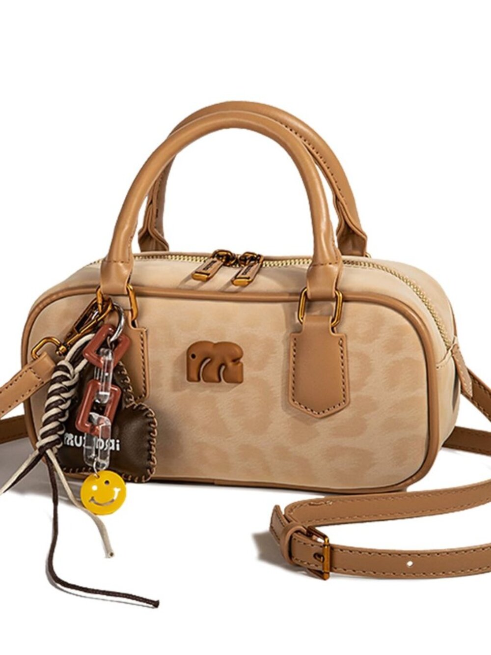 Women's Leopard Print Boston Bag Cute Shoulder Handbag Retro Faux Leather Mini
